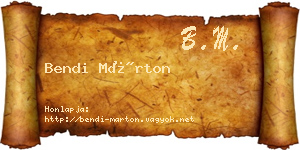 Bendi Márton névjegykártya